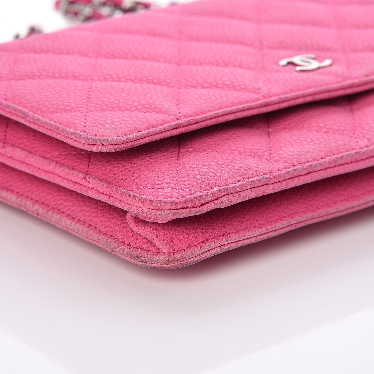 Chanel Iridescent Caviar Quilted Wallet on Chain WOC Pink 11 of 14