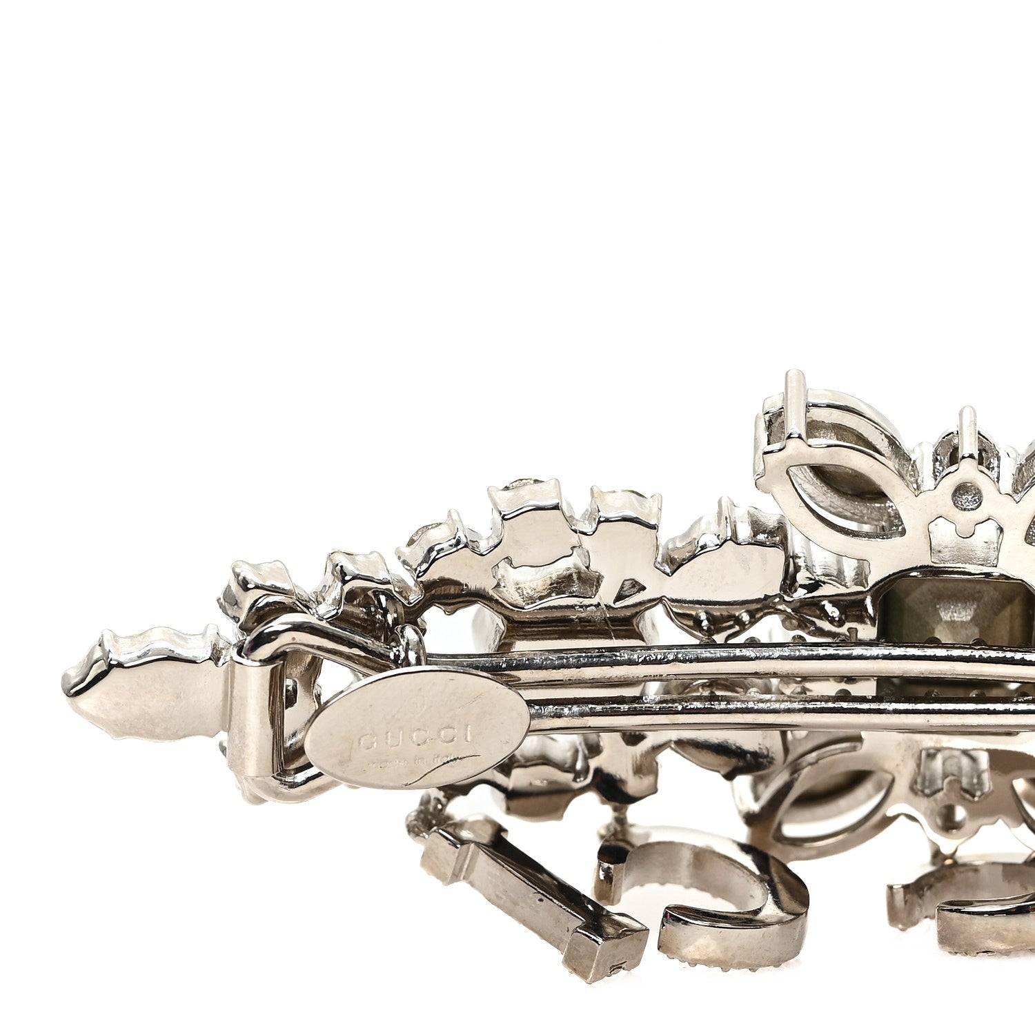 Gucci Crystal Logo Hair Clip Silver 1886926 – FASHIONPHILE