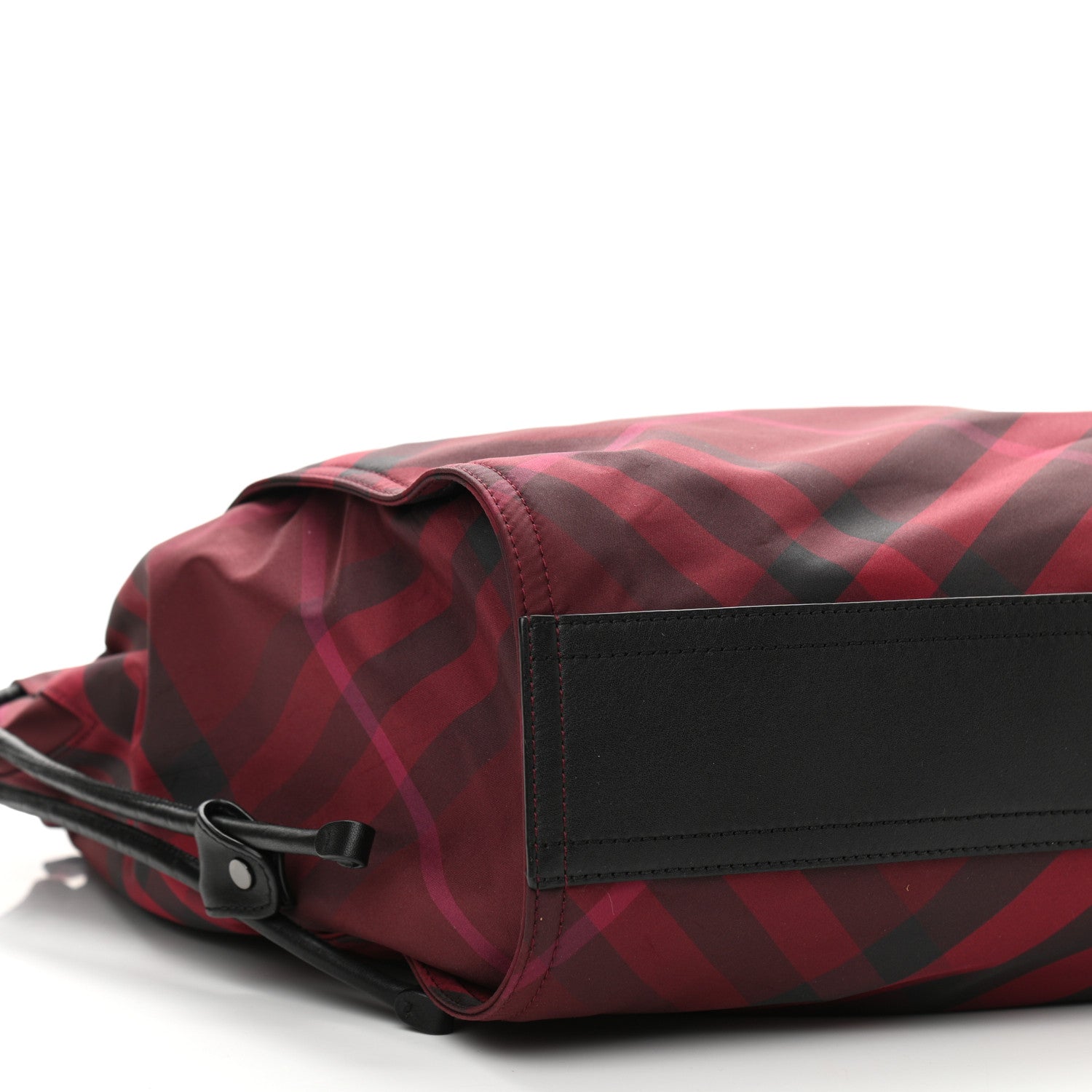 Burberry Nylon Check Small Buckleigh Packable Tote Bright Burgundy 7 of 8