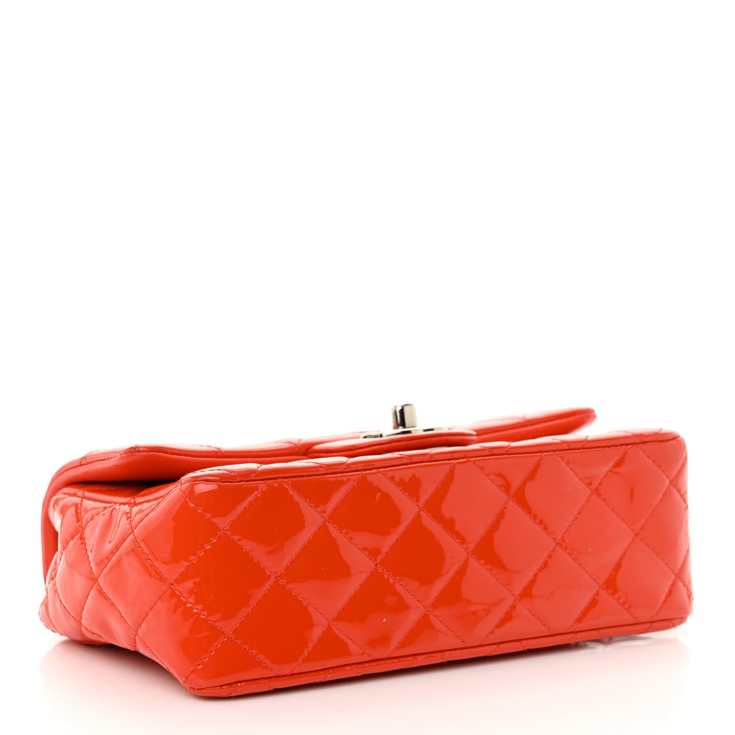 Patent Calfskin Quilted Mini Rectangular Flap Red