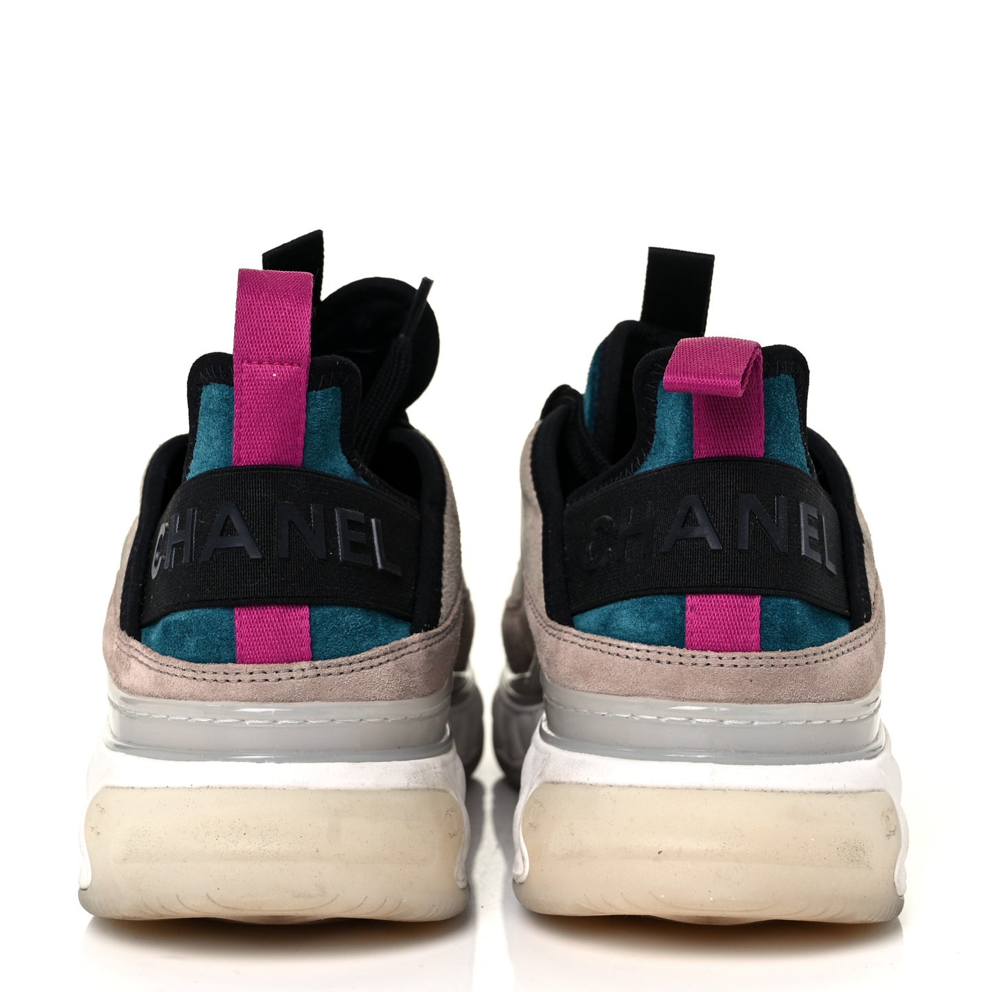 Suede Calfskin Nylon Grosgrain CC Sneakers 38.5 Beige Pink