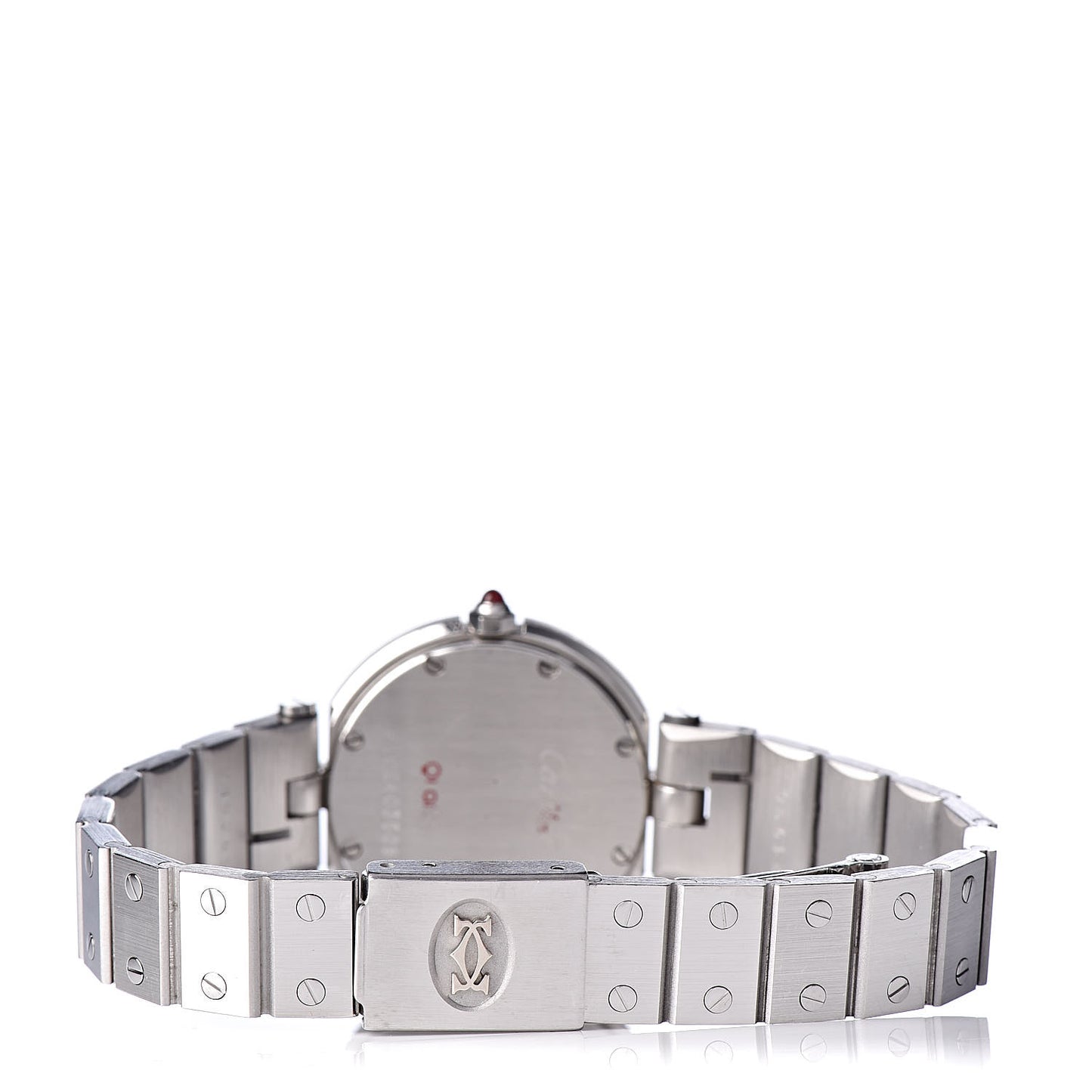 Stainless Steel 27mm Santos Round Quartz Watch Burgundy
