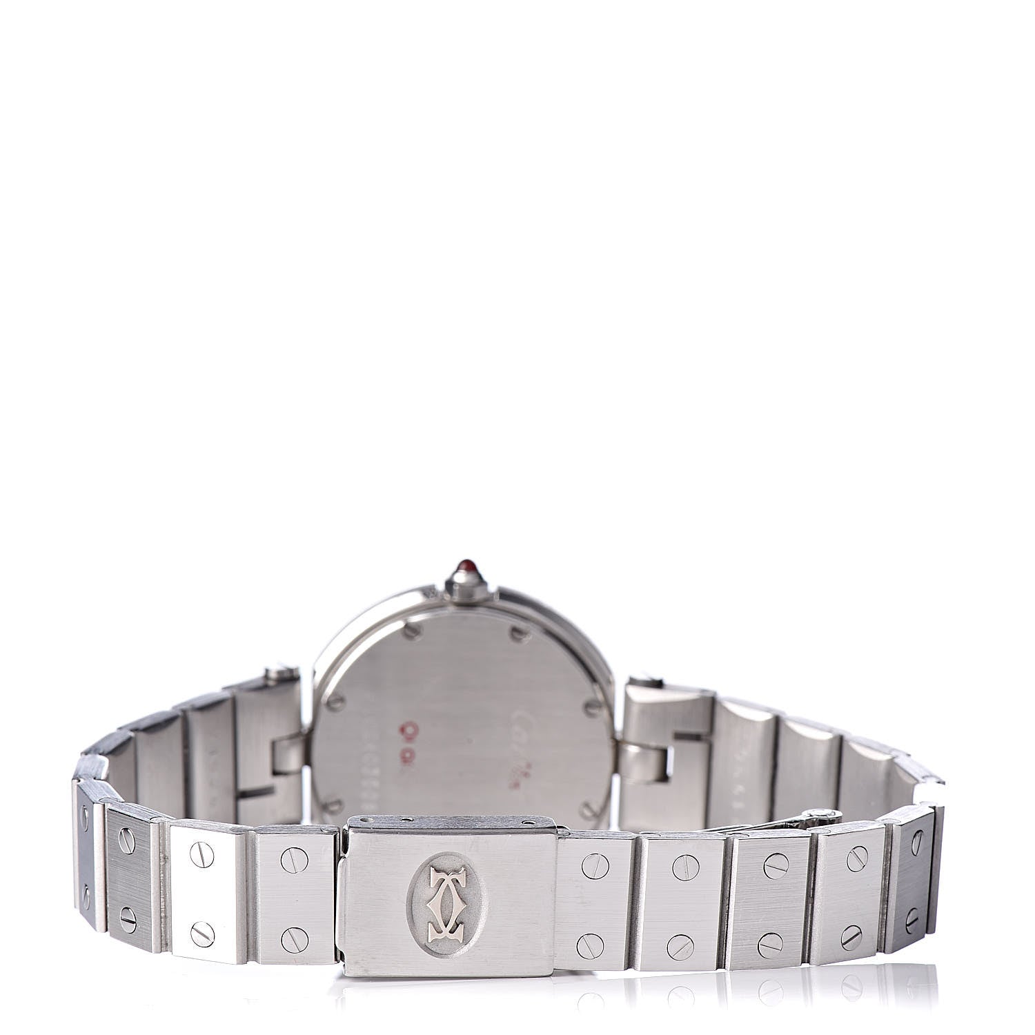 Cartier Stainless Steel 27mm Santos Round Quartz Watch Burgundy 4 of 6