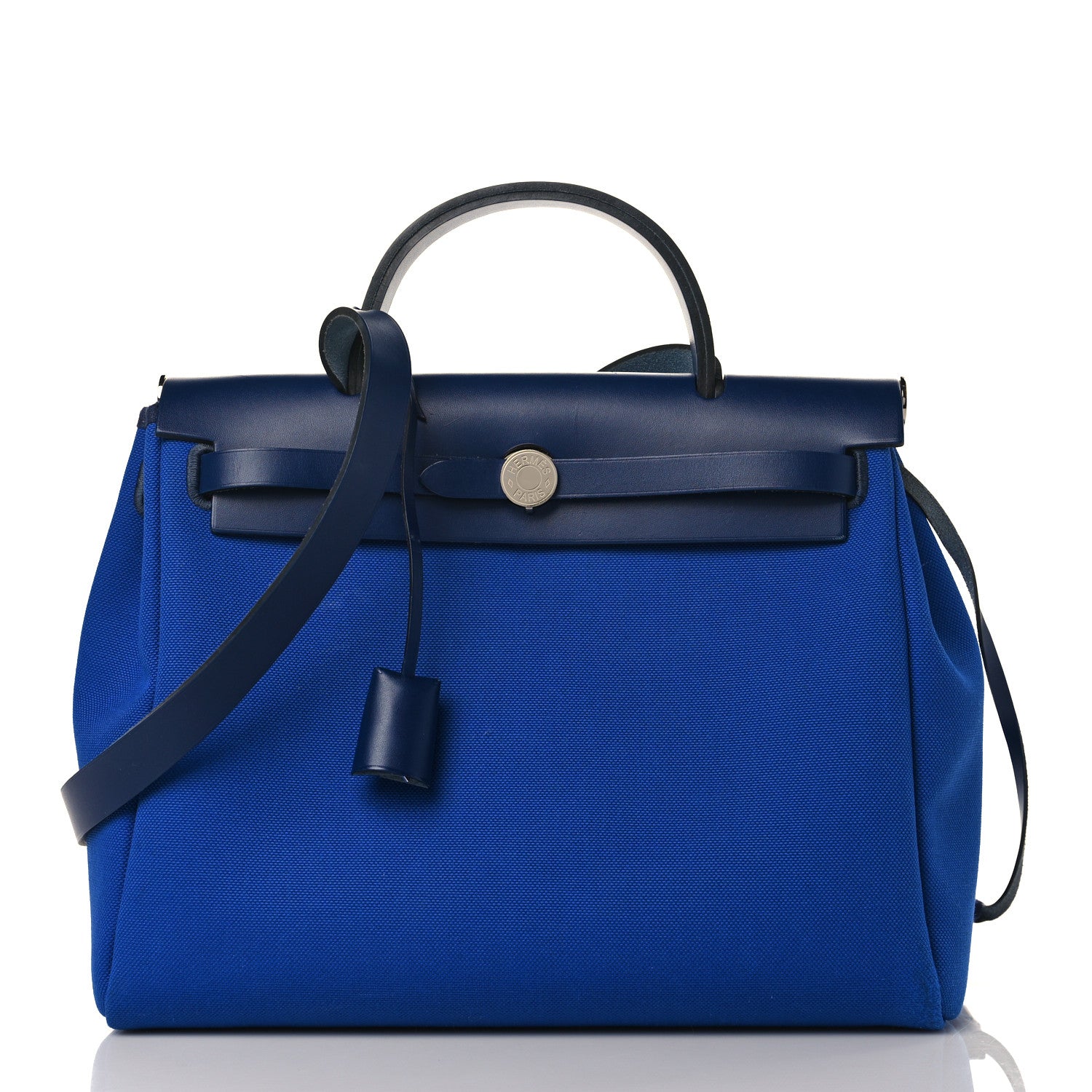 Hermes Toile Militaire Vache Hunter Herbag Zip Retourne 31 PM Bleu Electrique Bleu Saphir 3 of 13