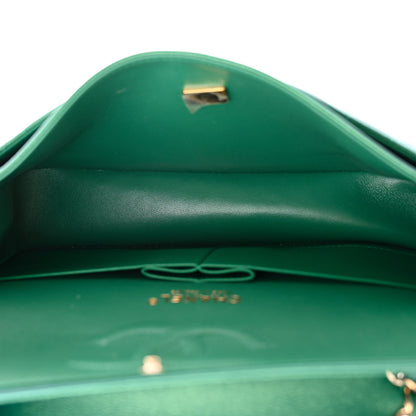 Chanel Iridescent Calfskin Quilted Medium Double Flap Green 5 of 12