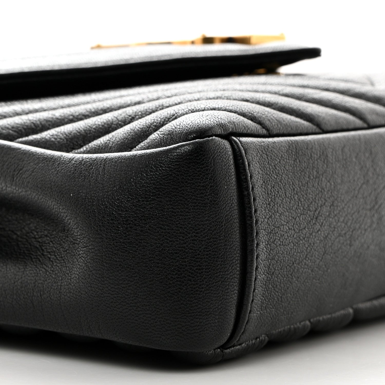 Saint Laurent Sheepskin Matelasse Chevron Monogram Medium College Bag Black 9 of 10