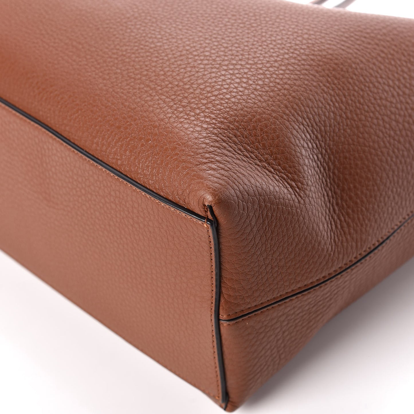 Grained Calfskin Rockstud Shoulder Tote Bright Cognac