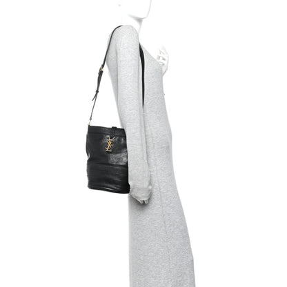 Saint Laurent Lambskin Seau Fermoir Bucket Bag Black 2 of 10