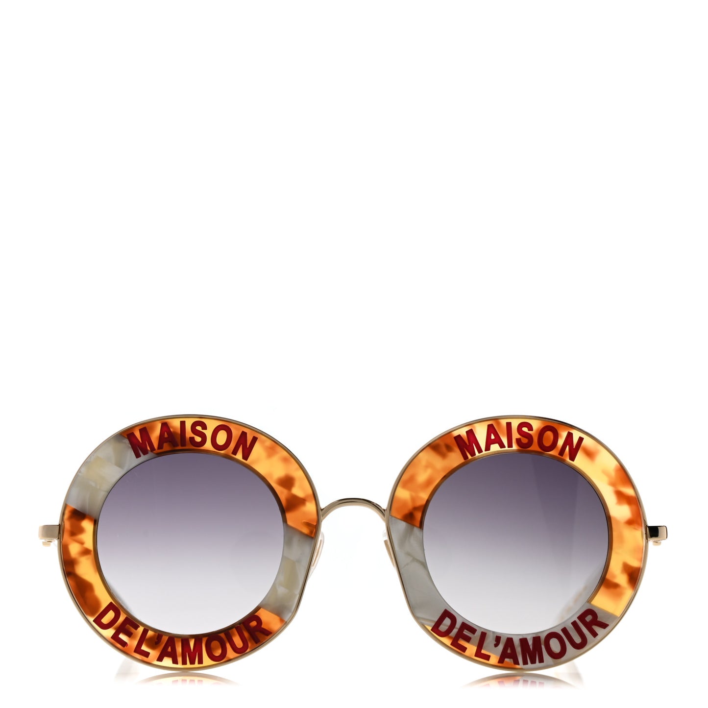 Metal Maison Del'Amour Round Frame Sunglasses GG0113S Tortoise