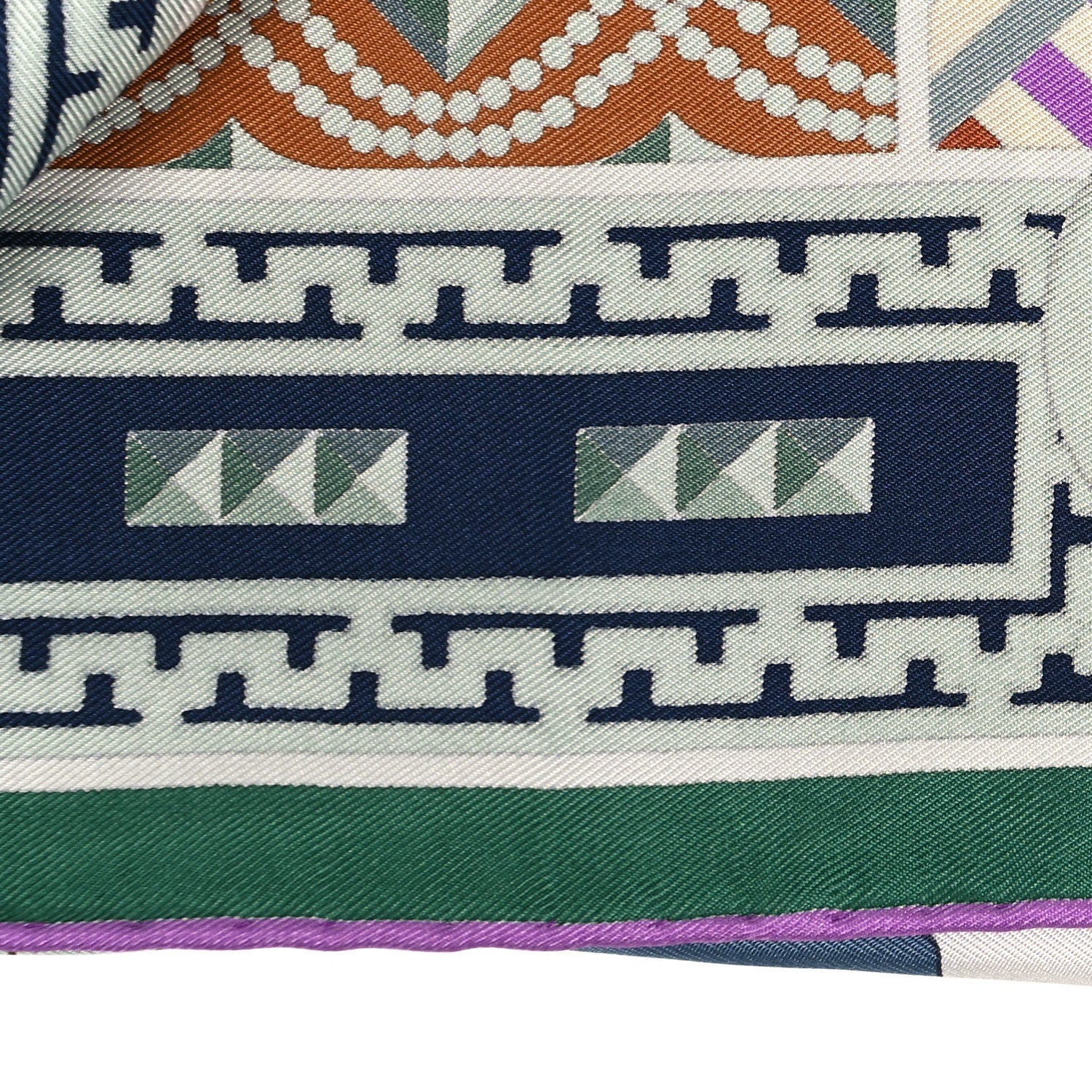 Hermes Silk Colliers de Chiens Scarf 90 Vert De Gris Mauve Saumon 4 of 5
