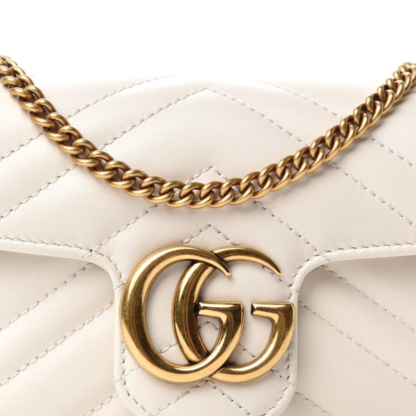 Calfskin Matelasse Super Mini GG Marmont Shoulder Bag White