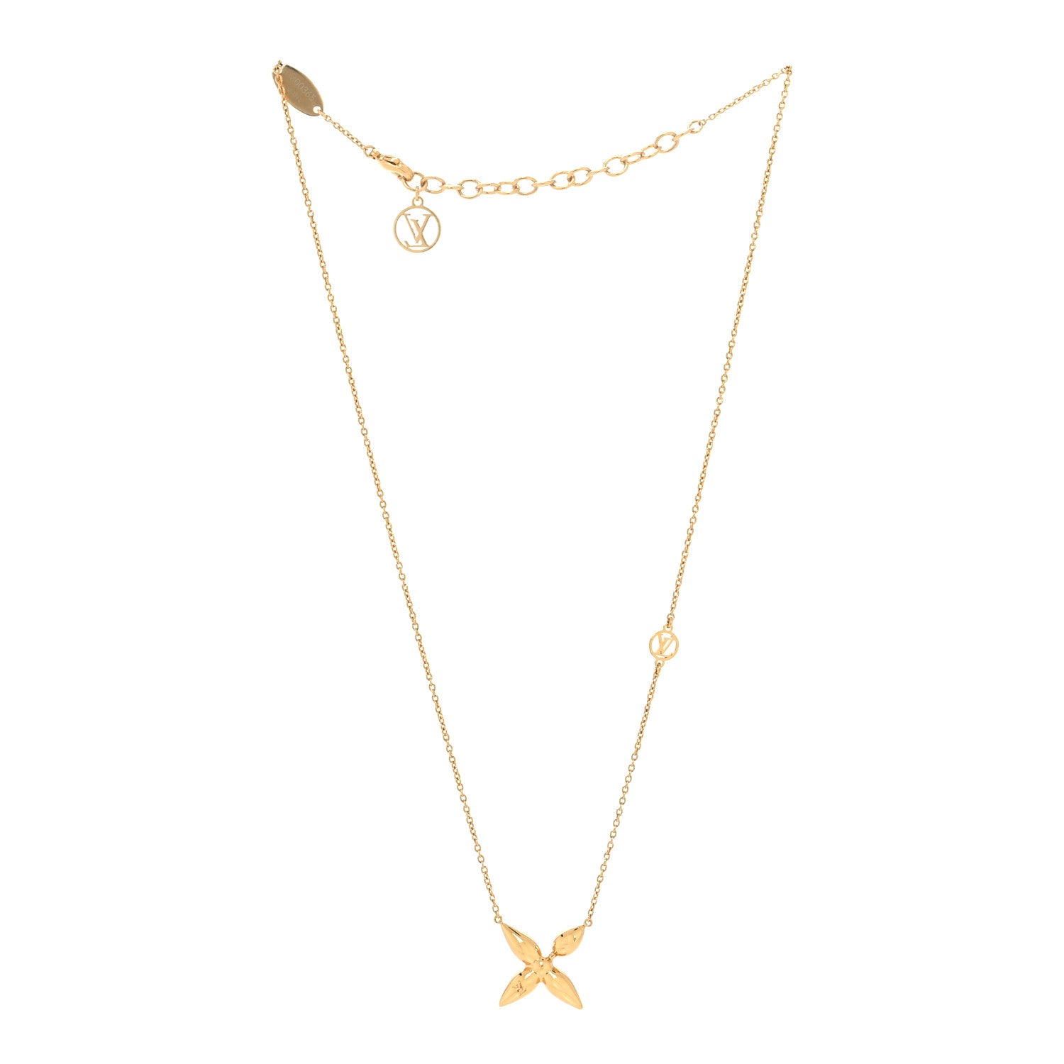 Louis Vuitton Metal Louisette Necklace Gold 3 of 6