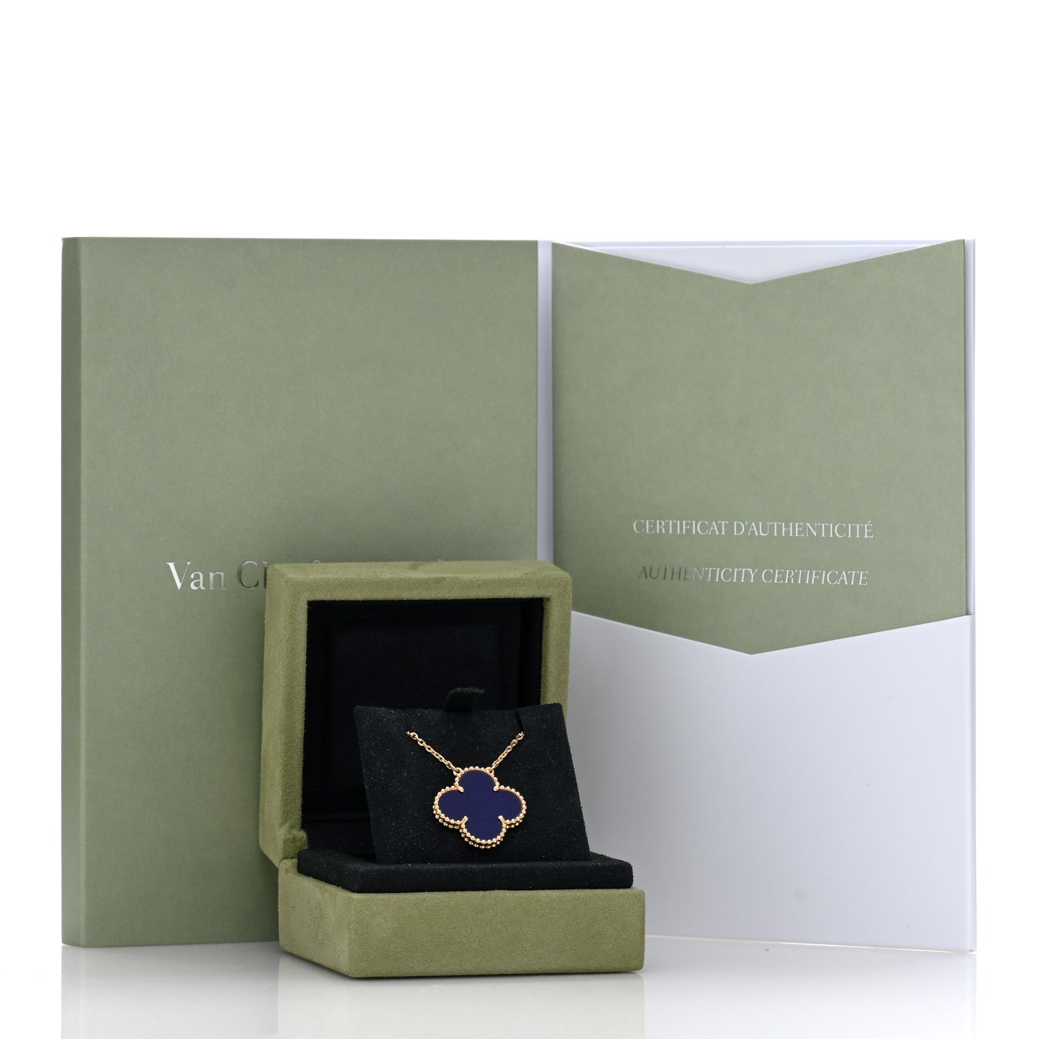 Van Cleef & Arpels 18K Yellow Gold Blue Sevres Porcelain Magic Alhambra Vendome Necklace 5 of 5