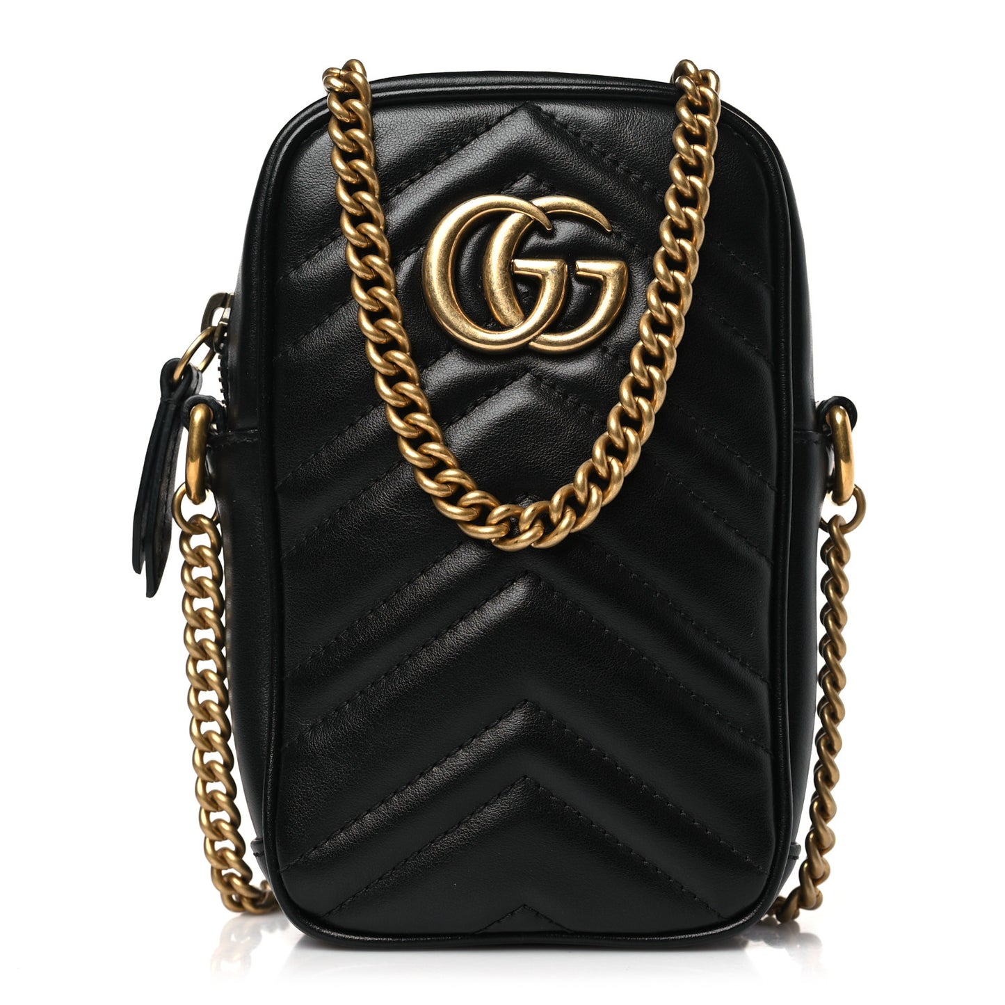 Calfskin Matelasse Mini GG Marmont Crossbody Bag Black