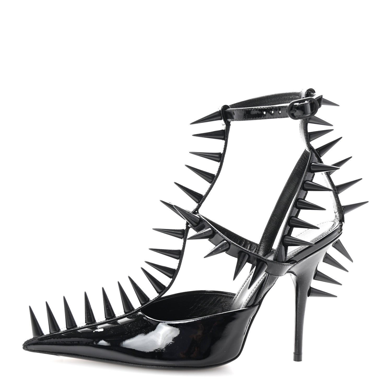 Balenciaga Glossy Calfskin Spiked Pumps 36 Black 1 of 10