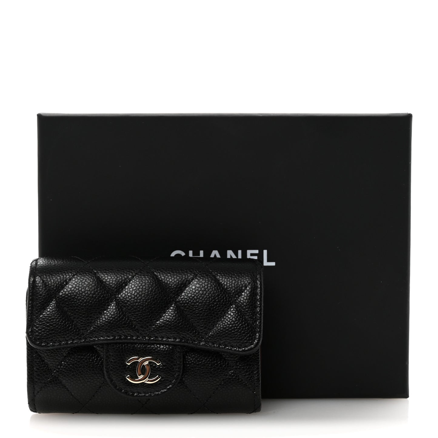 Caviar Quilted Classic 4 Key Holder Wallet Black