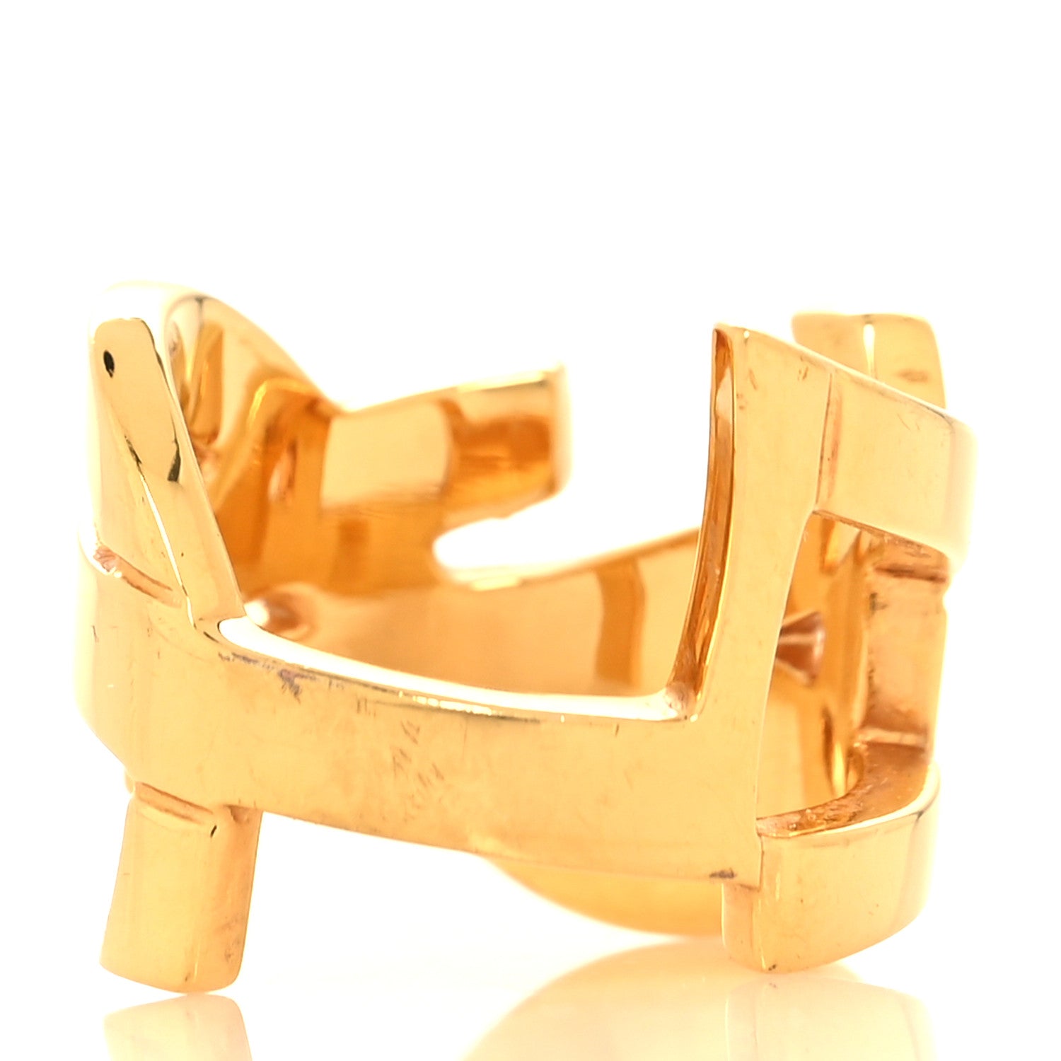 Saint Laurent Brass Monogram Cassandre Ring 54 7 Gold 3 of 4