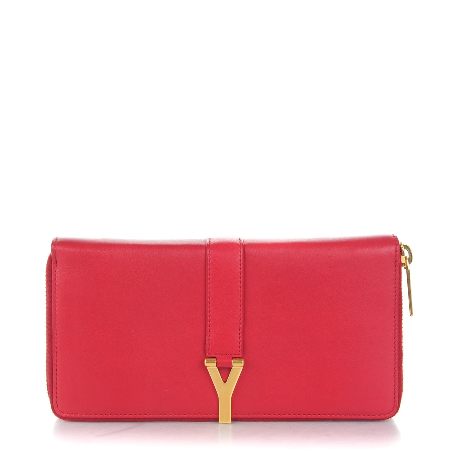 Calfskin Classic Y Ligne Zip Around Wallet Red