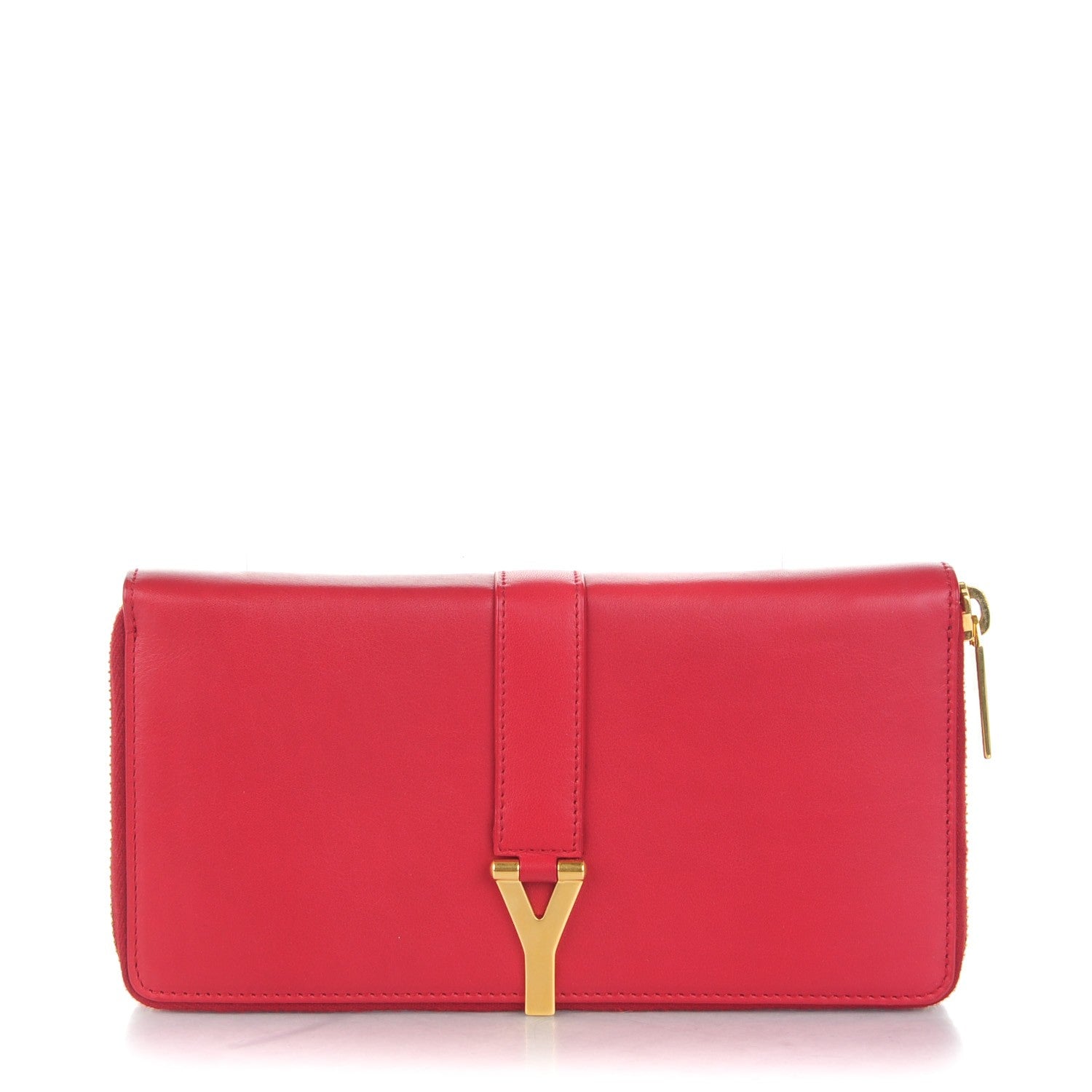 Saint Laurent Calfskin Classic Y Ligne Zip Around Wallet Red 1 of 7
