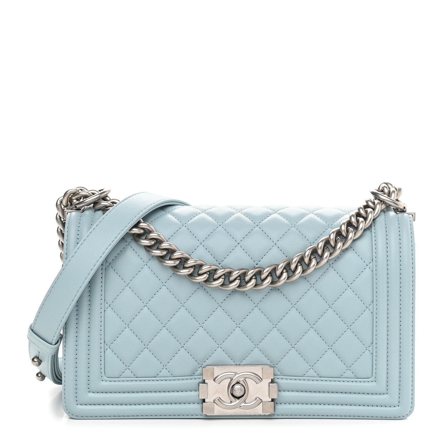 Chanel Calfskin Quilted Medium Boy Flap Light Blue 1 of 9