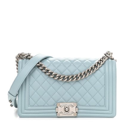 Chanel Calfskin Quilted Medium Boy Flap Light Blue 1 of 9