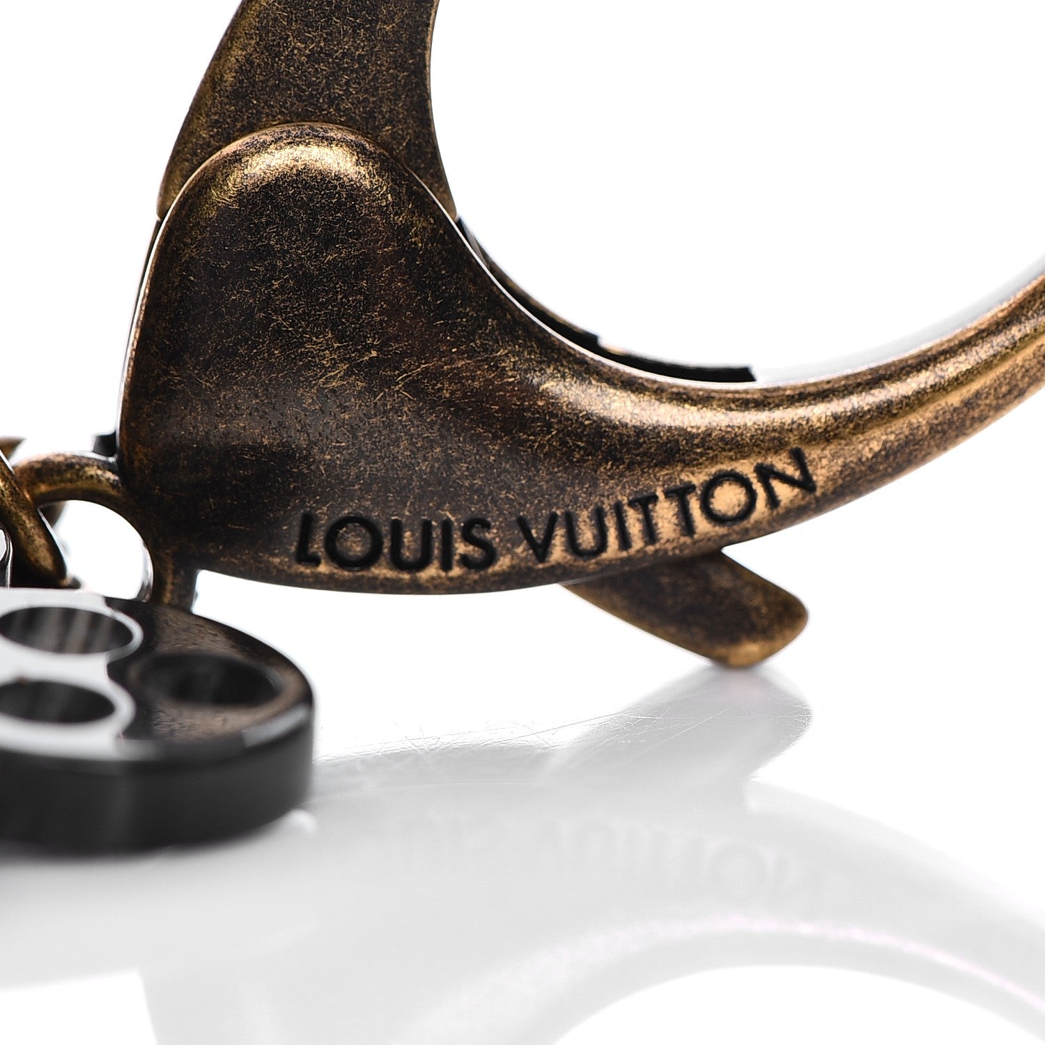 Louis Vuitton Antiqued Brass Resin Rock Flower Bag Charm 3 of 3