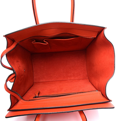 Celine Drummed Calfskin Mini Luggage Vermillion 4 of 10