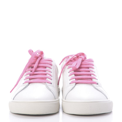Saint Laurent Grained Calfskin Andy Low Top Sneakers 35 White Pink 2 of 10