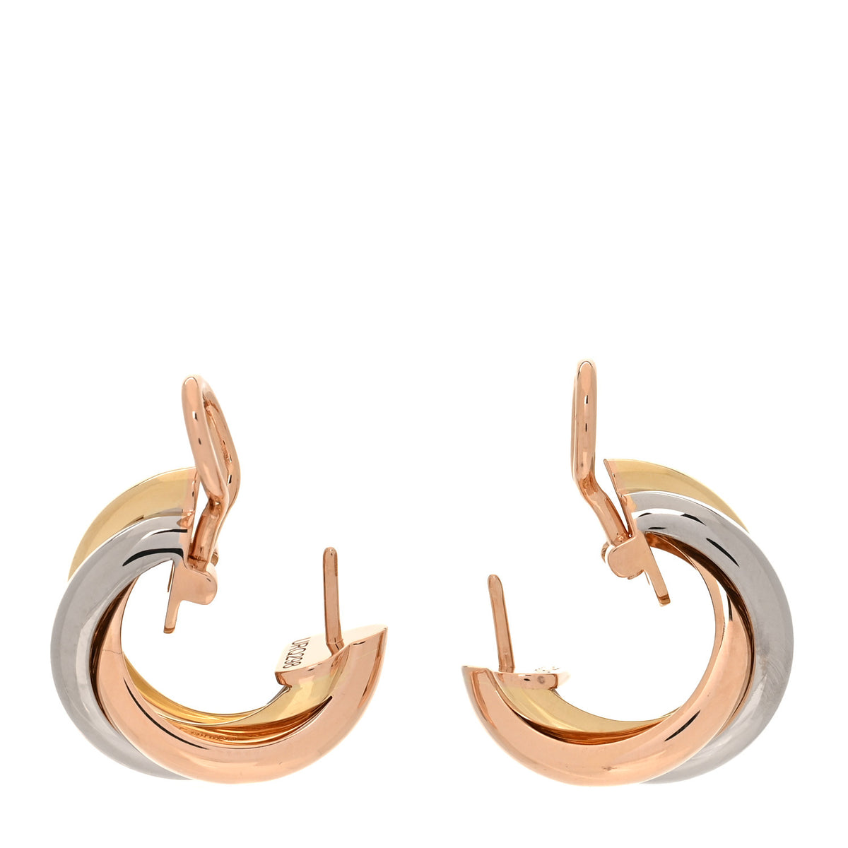 18K Pink Yellow White Gold Small Trinity Earrings