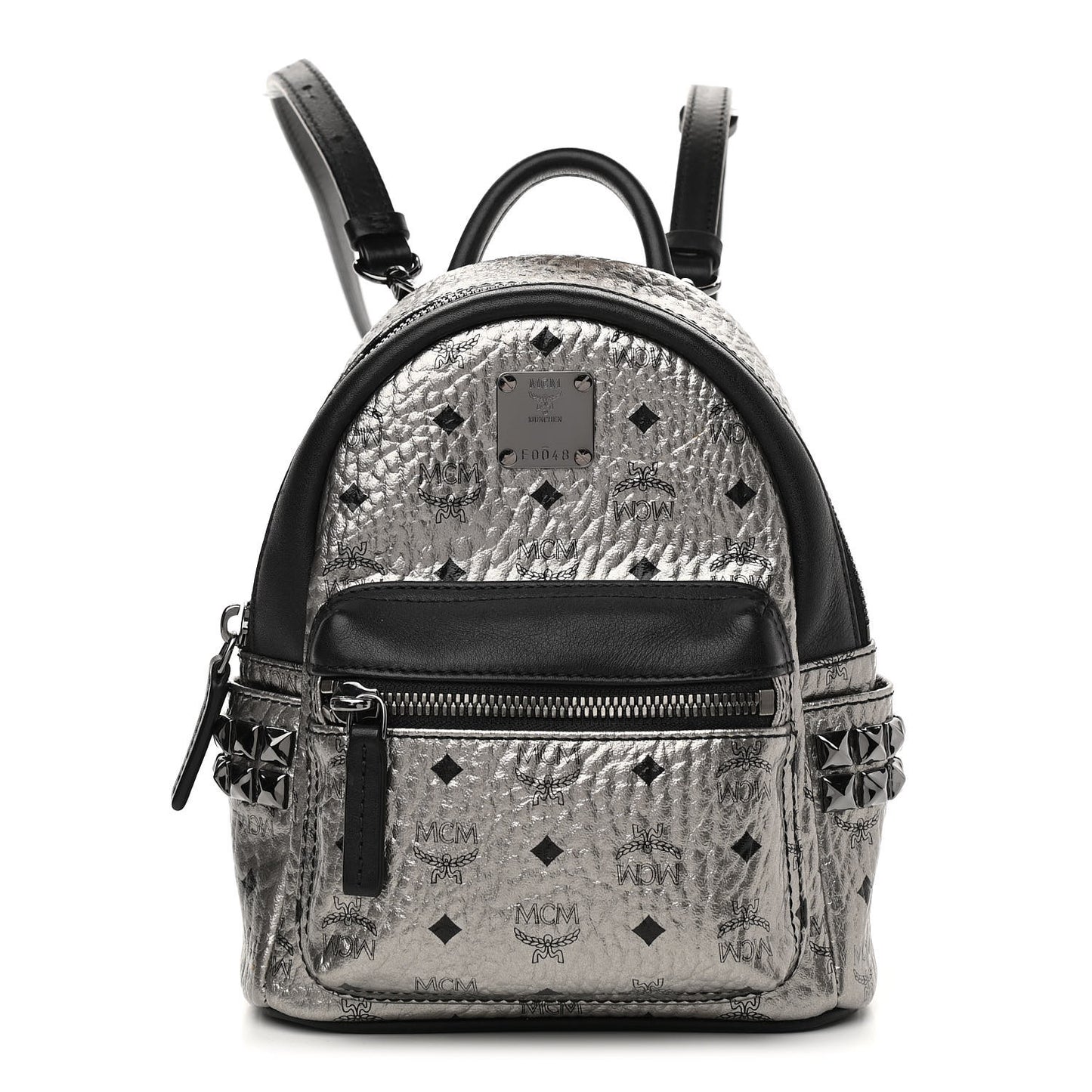 Metallic Visetos Studded X-Mini Bebe Boo Backpack Silver