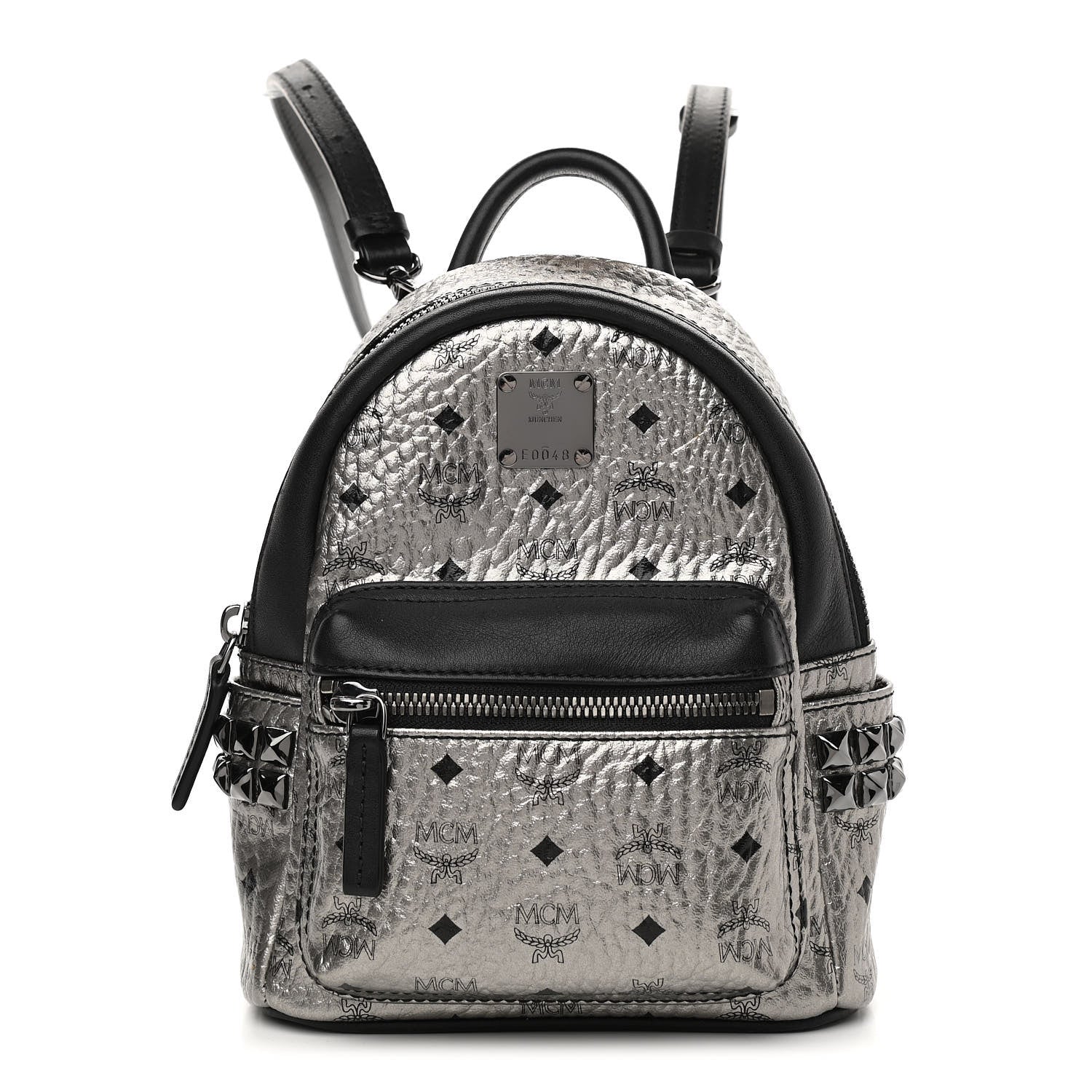 MCM Metallic Visetos Studded X-Mini Bebe Boo Backpack Silver 1 of 10