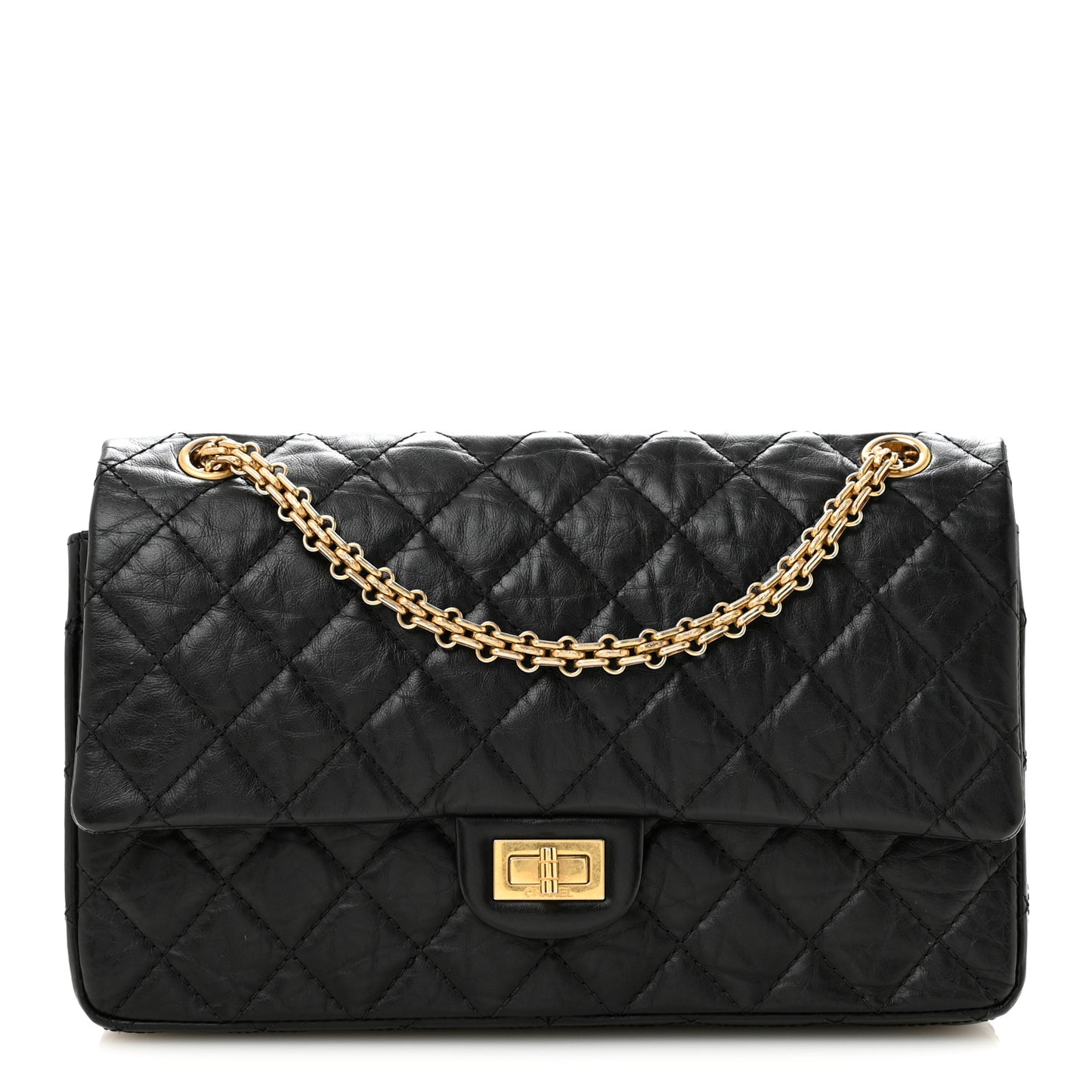 Aged Calfskin Quilted 2.55 Reissue 226 Flap Black