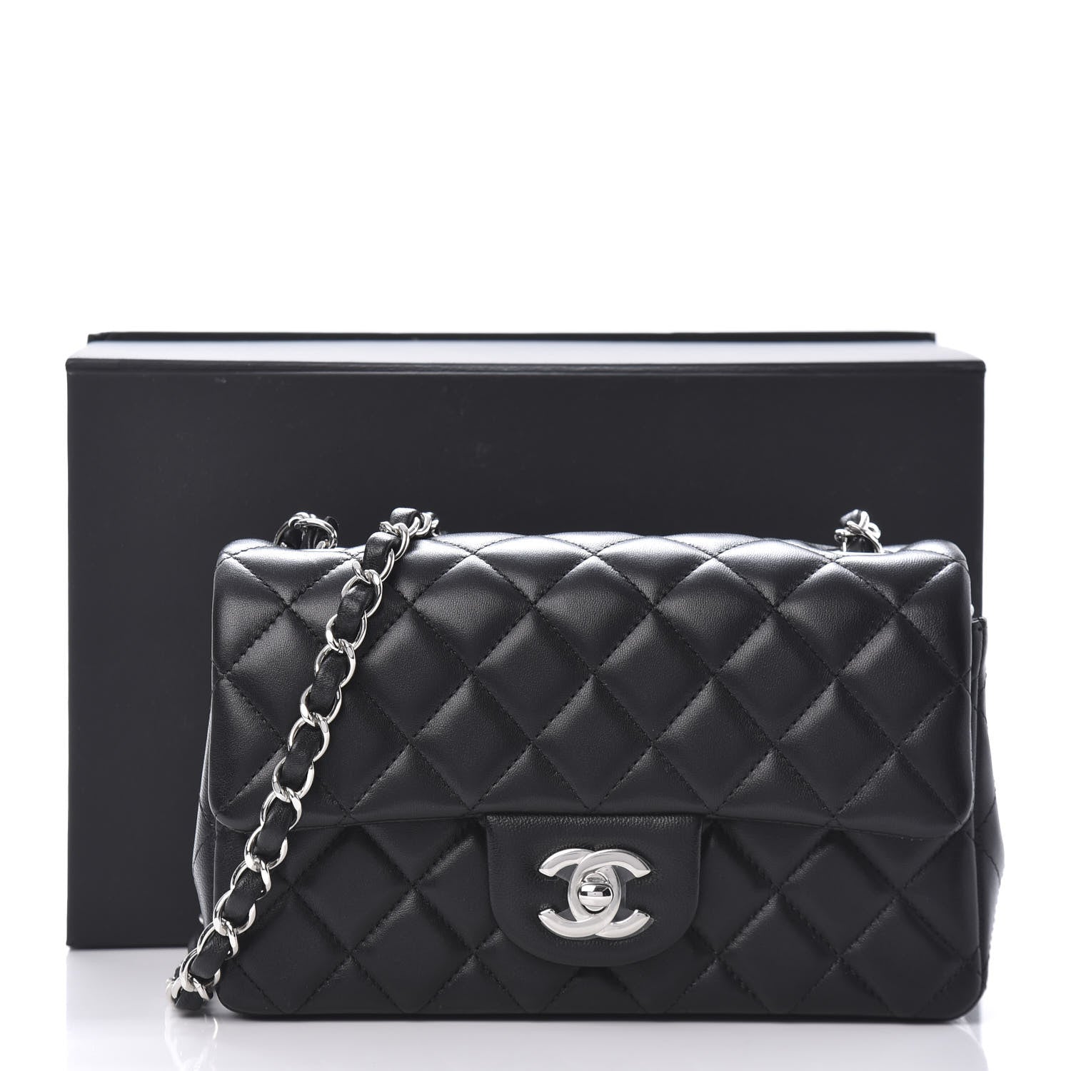 Chanel Lambskin Quilted Mini Rectangular Flap Black 11 of 11