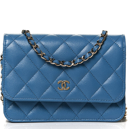 Chanel Caviar Quilted Mini Wallet On Chain WOC Blue 8 of 12