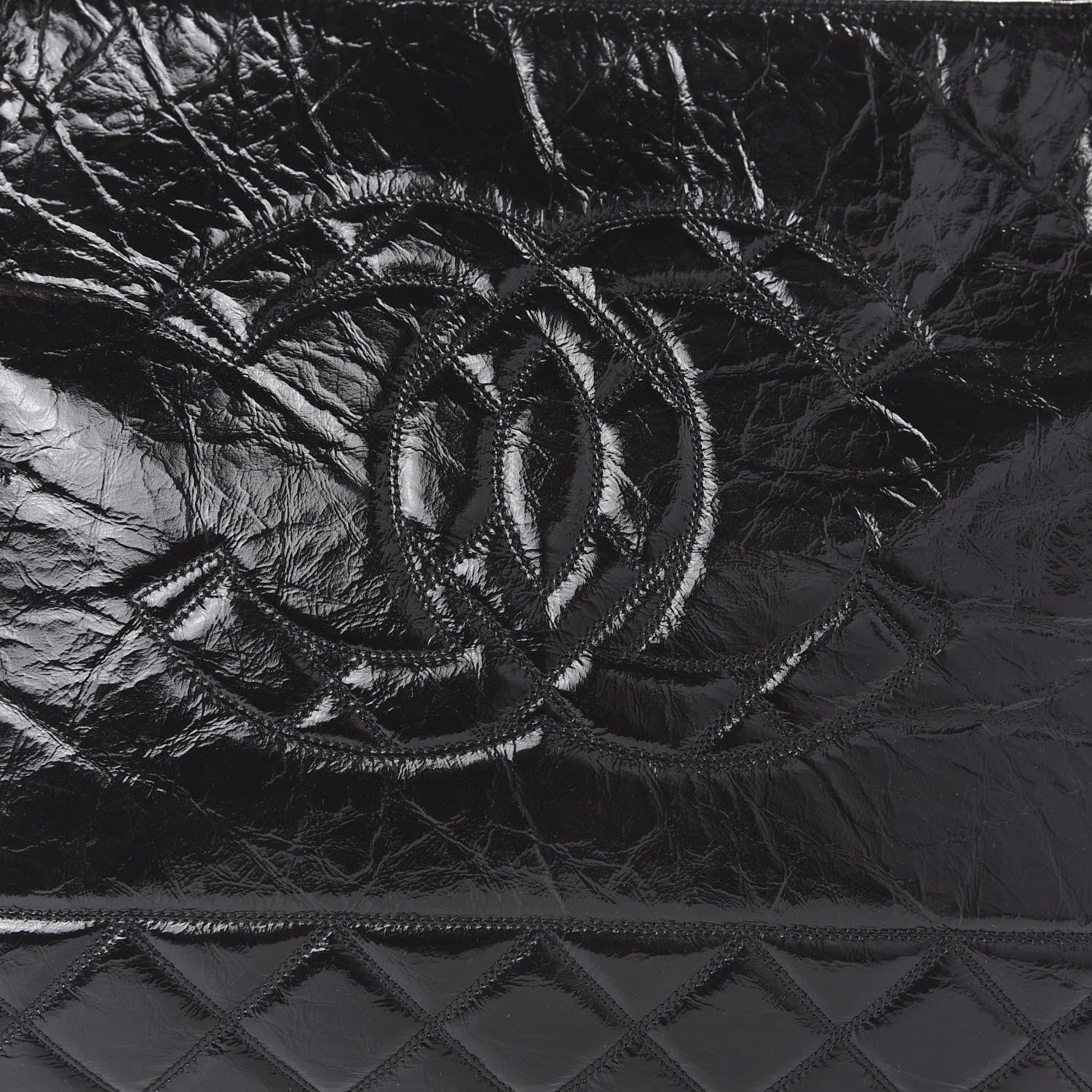 Chanel Shiny Aged Calfskin Quilted Small Shopping Bag Black 10 of 10