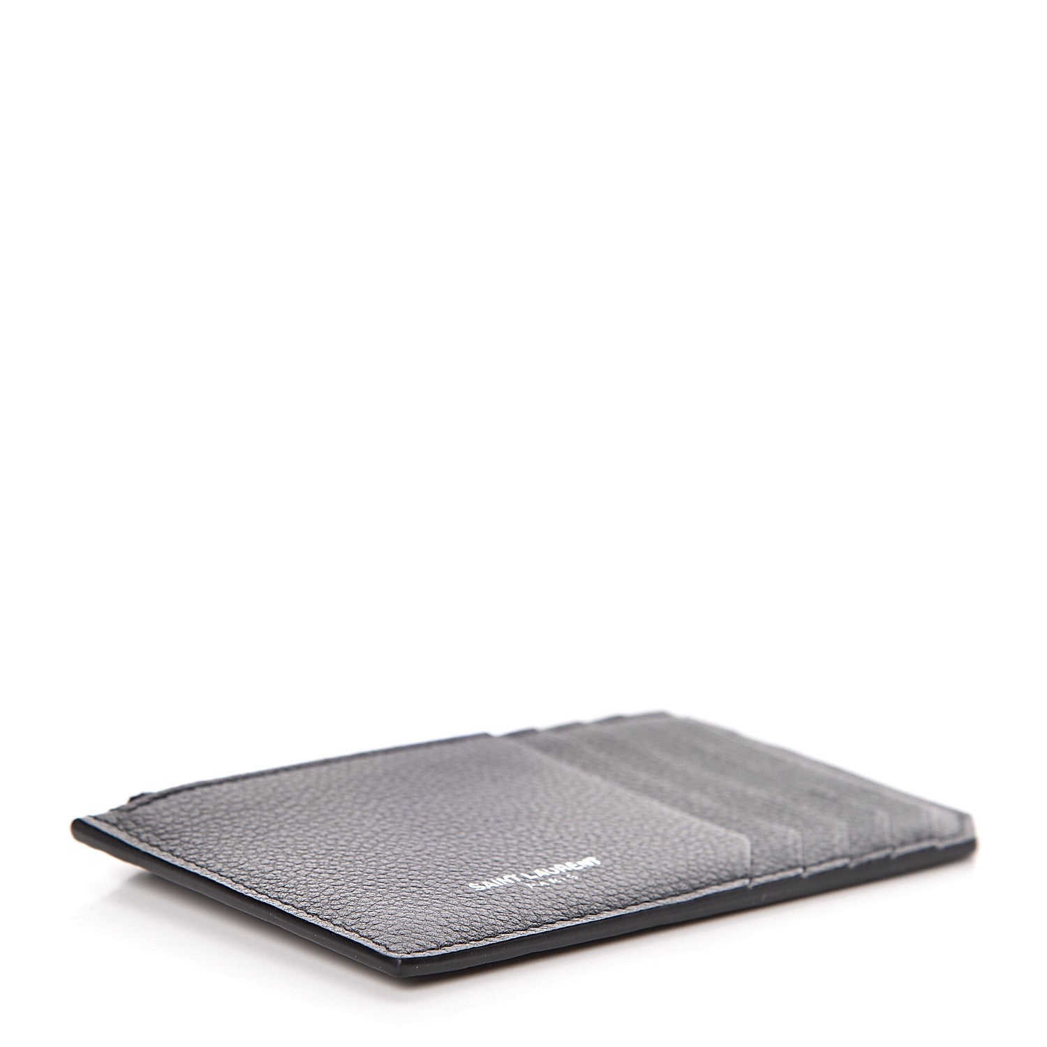 Saint Laurent Grained Calfskin 5 Fragments Zip Pouch Card Holder Black 4 of 7