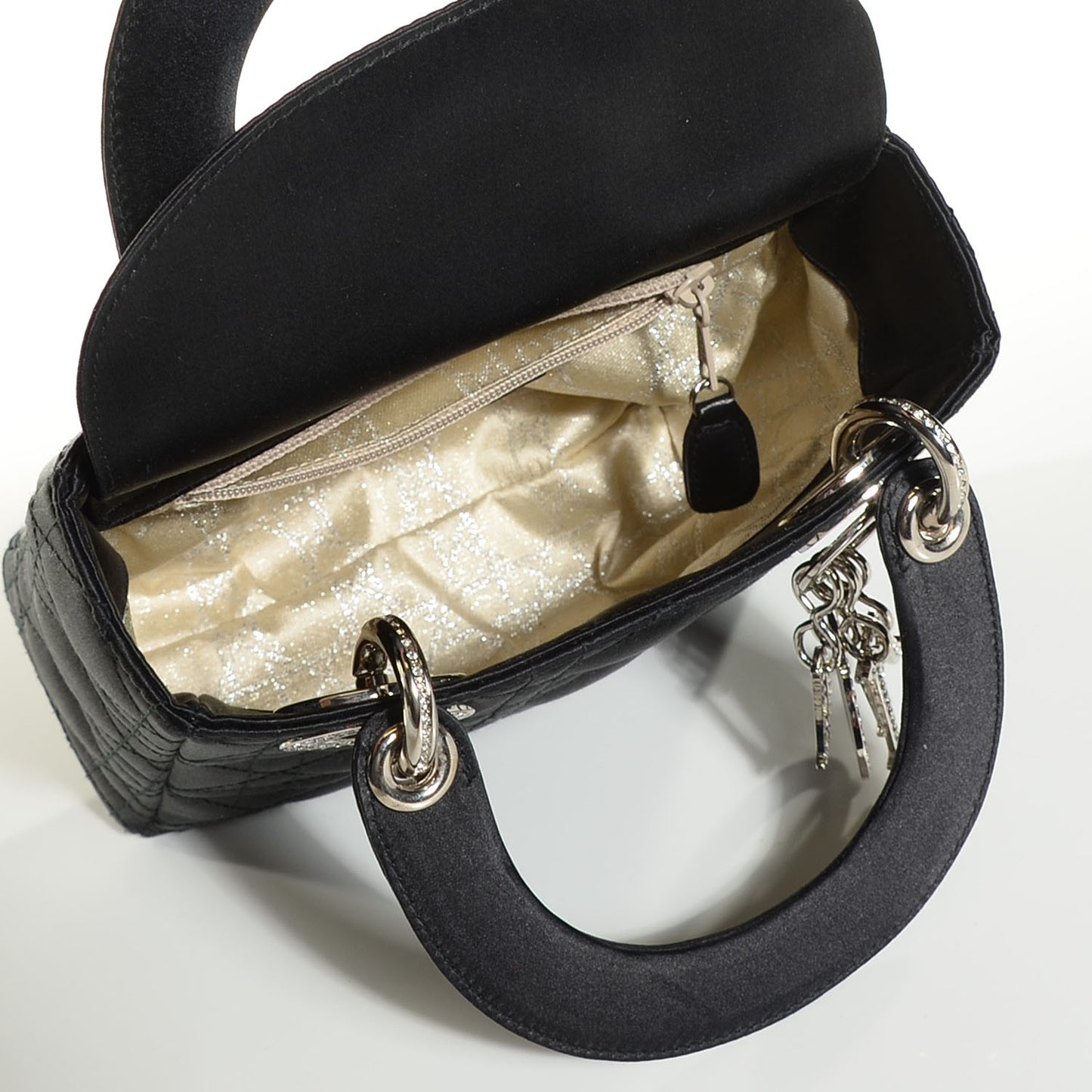 Satin Swarovski Crystal Cannage Mini Lady Dior Black