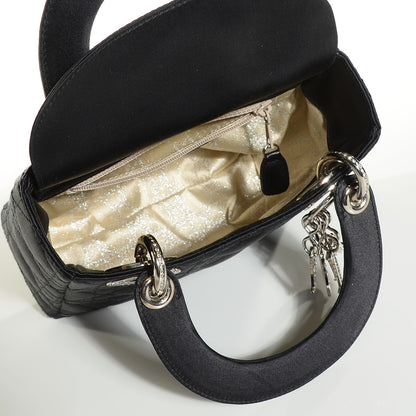 Christian Dior Satin Swarovski Crystal Cannage Mini Lady Dior Black 5 of 7