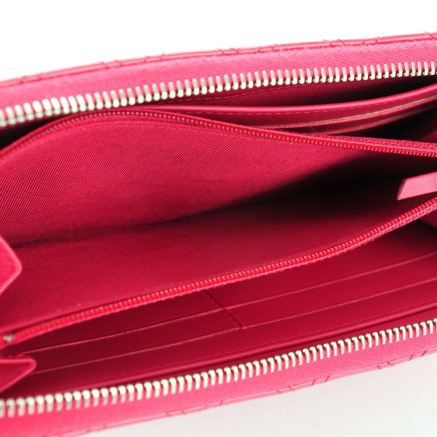 Patent Quilted Double Stitched Zip Around Wallet Pink