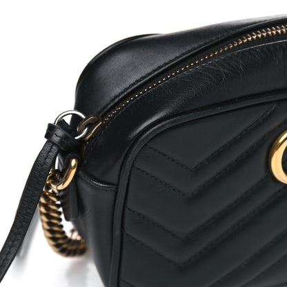 Gucci Calfskin Matelasse Mini GG Marmont Chain Shoulder Bag Black 13 of 14