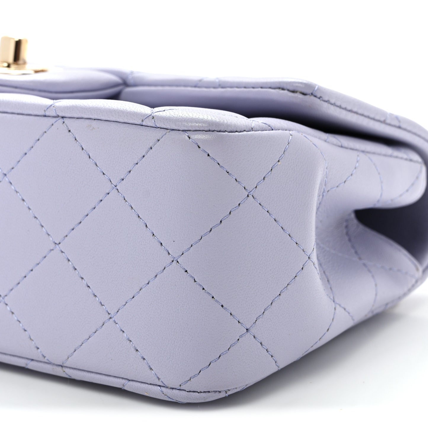 Lambskin Quilted Mini Top Handle Rectangular Flap Light Purple