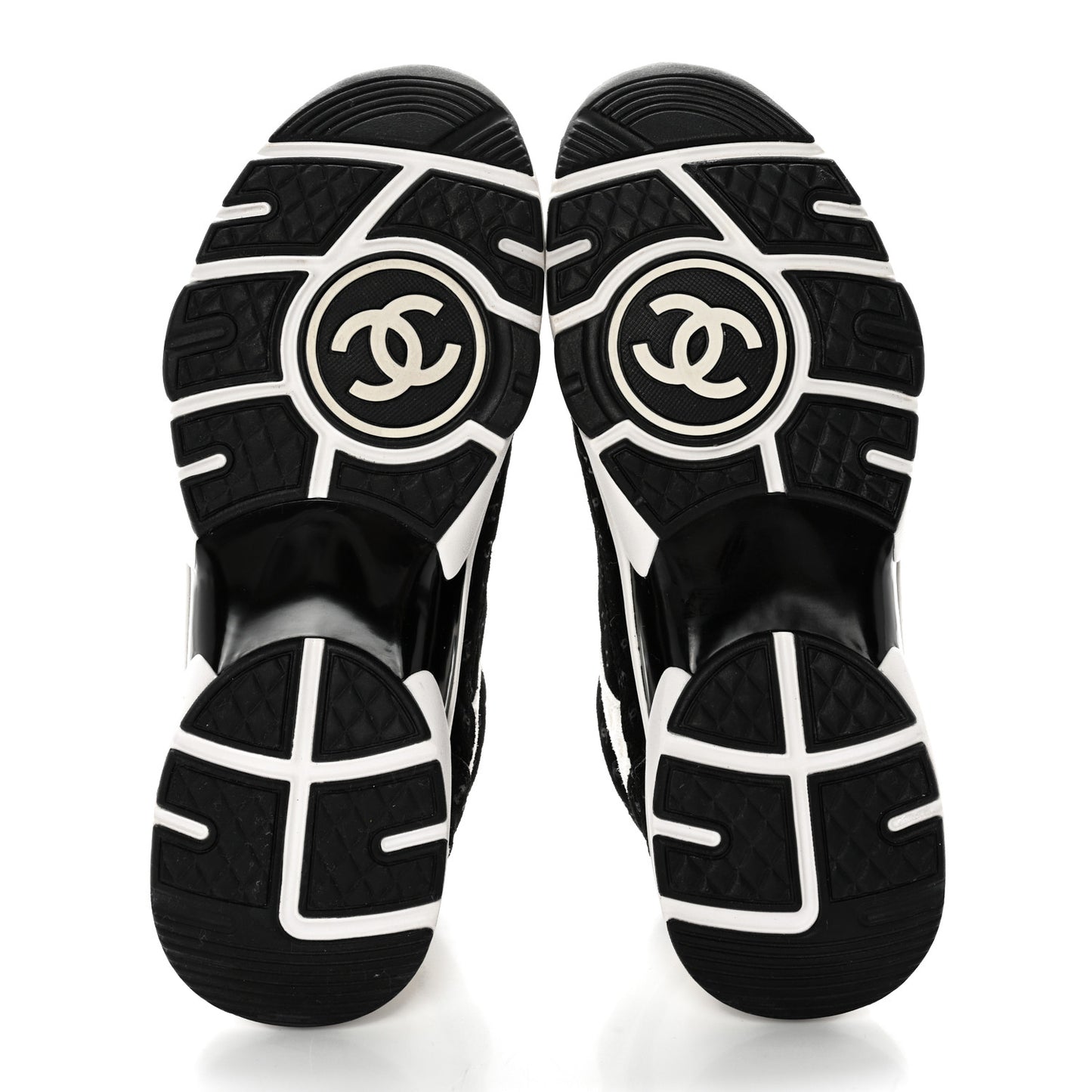 Nylon Suede Calfskin Printed CC Sneakers 39 White Black