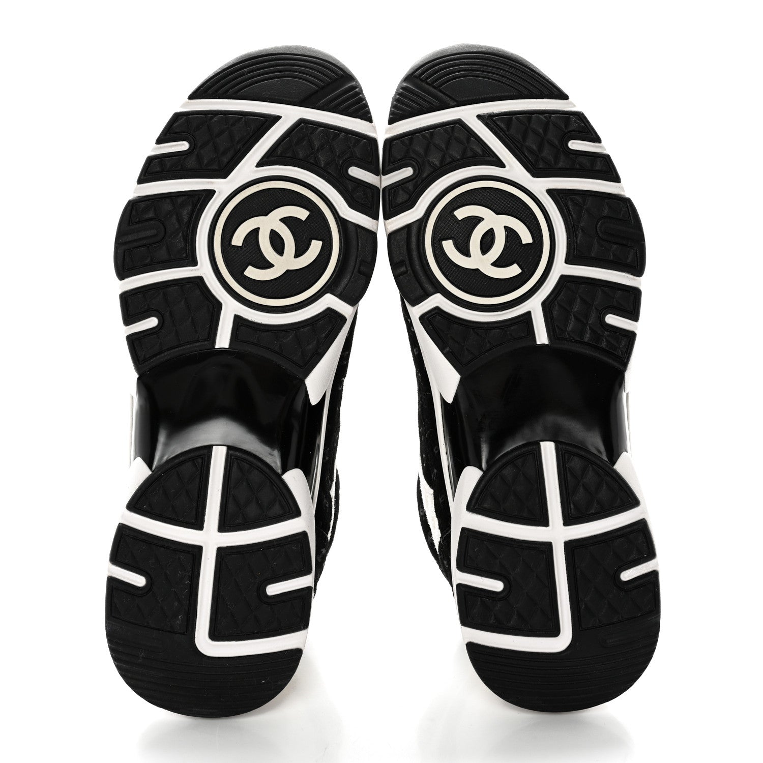 Chanel Nylon Suede Calfskin Printed CC Sneakers 39 White Black 5 of 12