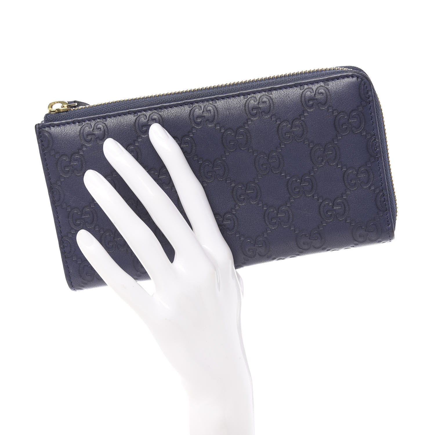 Gucci Guccissima Vitello Tender Donna Long Wallet Blue 2 of 8