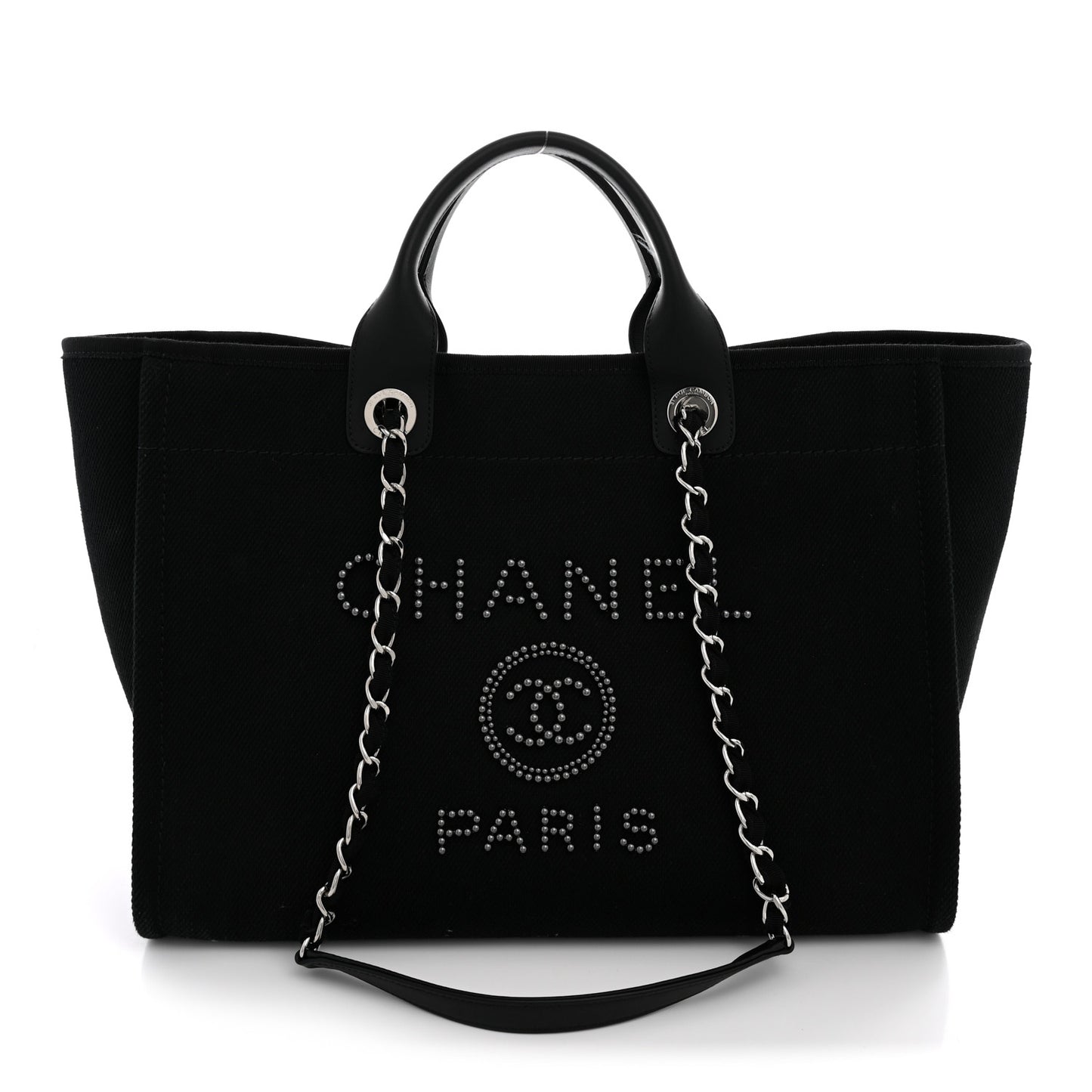 Canvas Pearl Medium Deauville Tote Black