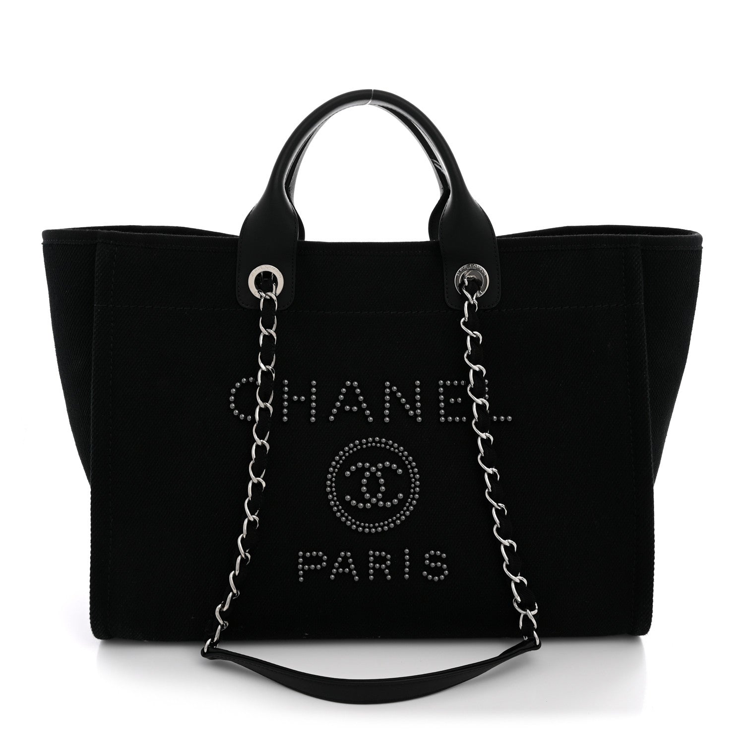 Chanel Canvas Pearl Medium Deauville Tote Black 1 of 12