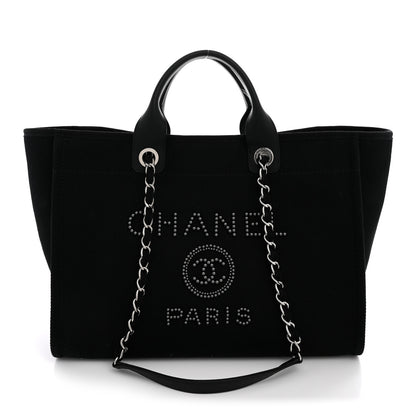 Chanel Canvas Pearl Medium Deauville Tote Black 1 of 12
