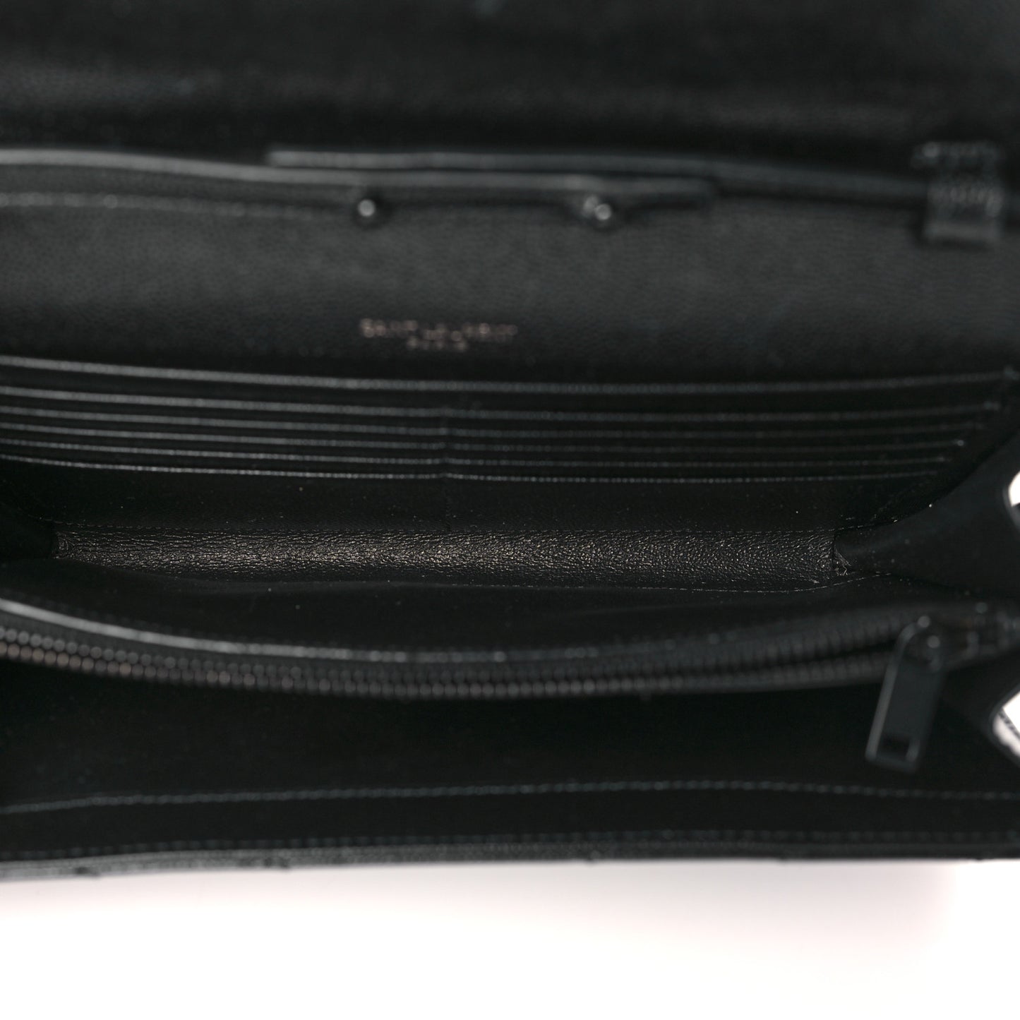 Grain De Poudre Matelasse Chevron Monogram Monochrome Chain Wallet Black