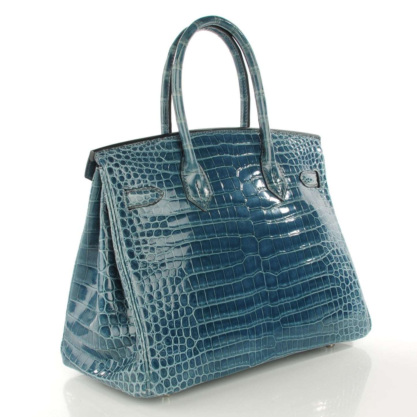 Shiny Porosus Crocodile Birkin 30 Blue Jean