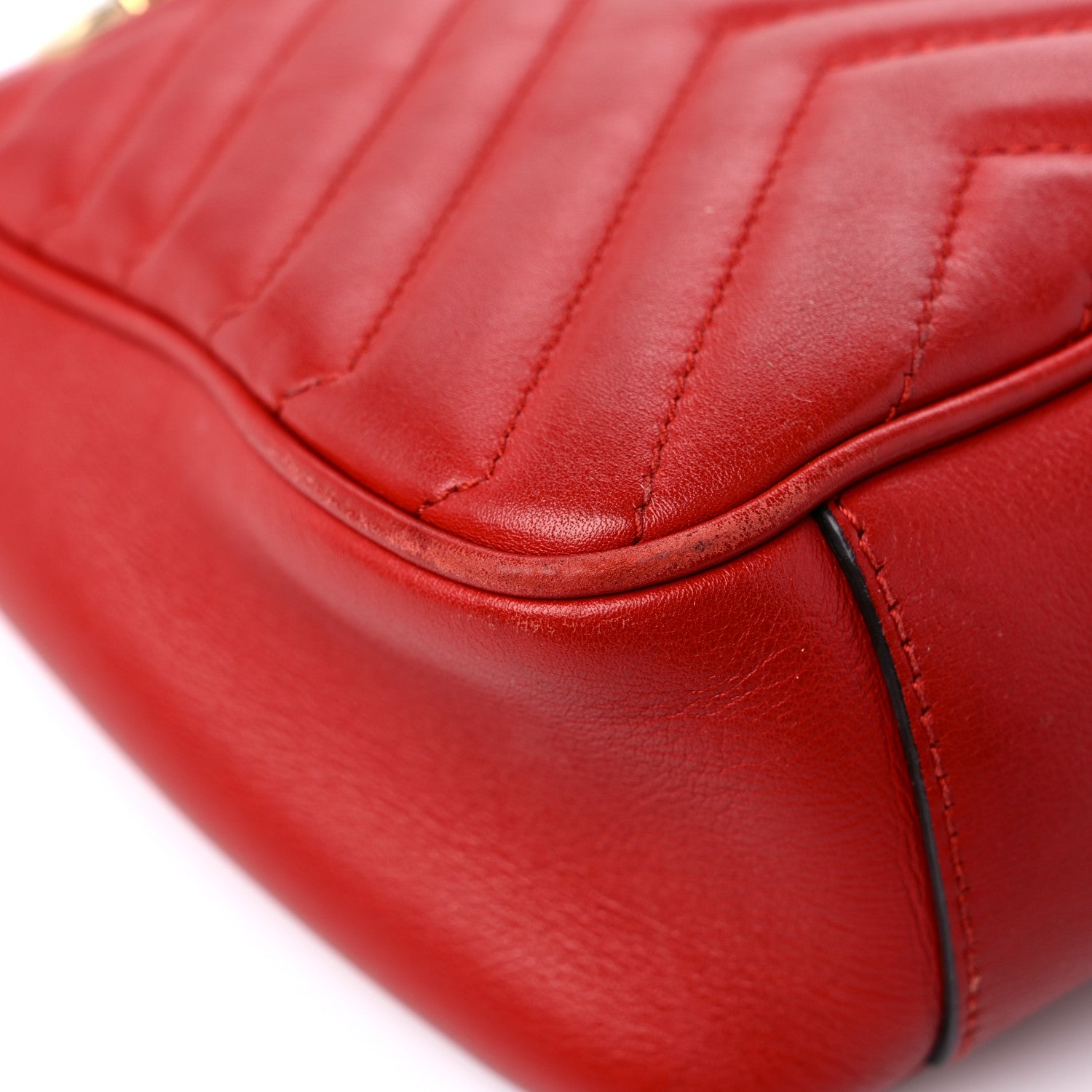 Gucci Calfskin Matelasse Small GG Marmont Shoulder Bag Hibiscus Red 9 of 21